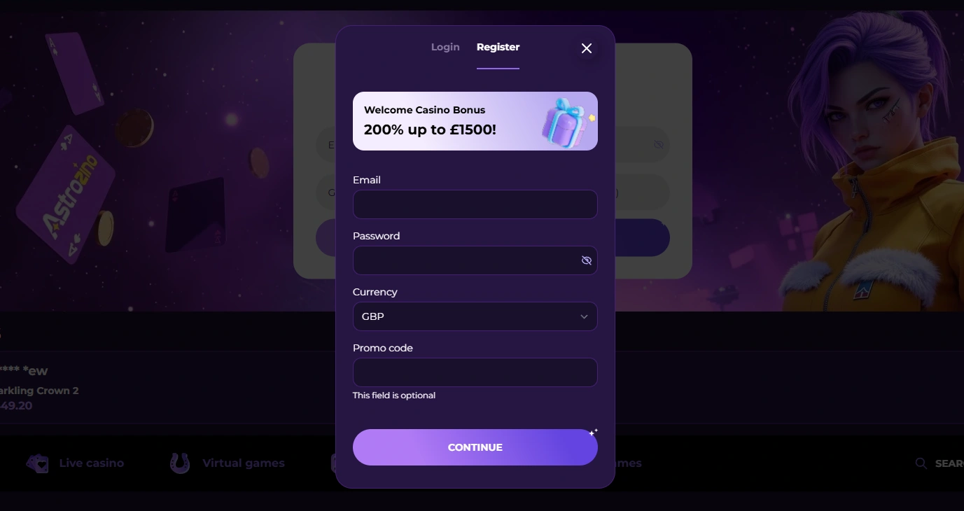 astrozino casino registration